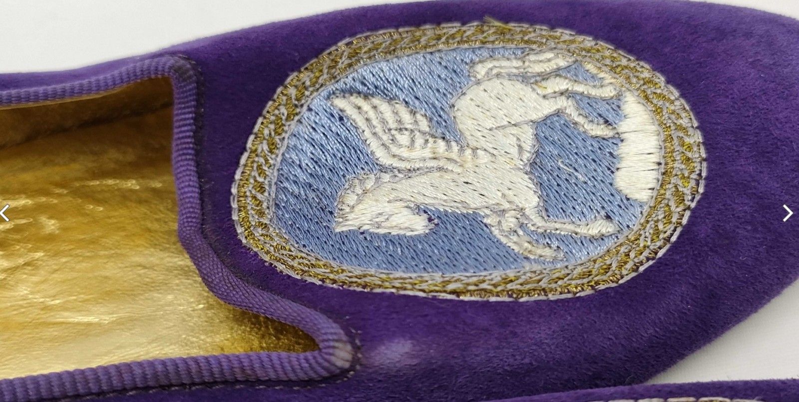 HERMES エルメス ペガサス 刺繍 スエード パンプス パープル EU35 