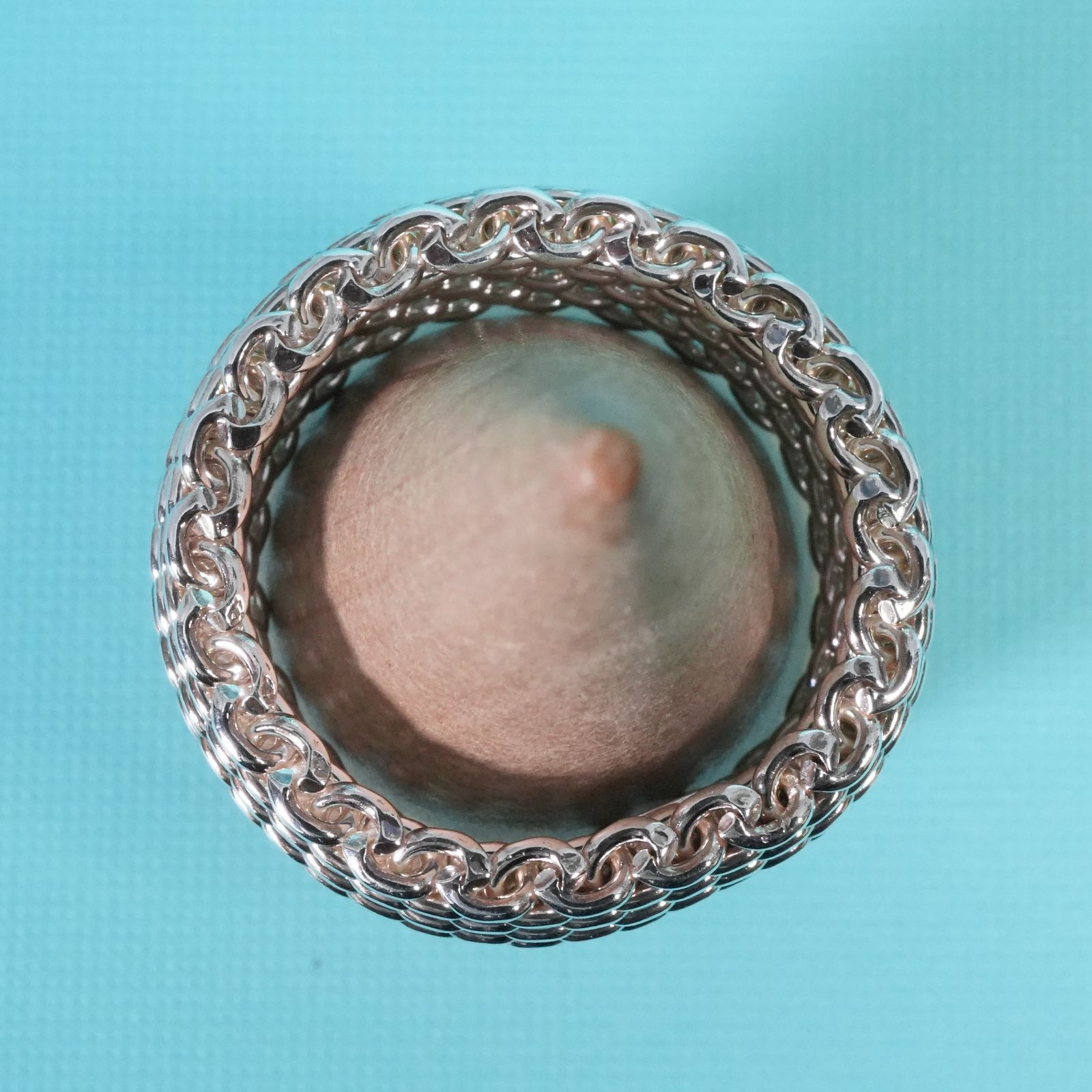 極美品16号ティファニー サマセット メッシュ シルバー リング/25-2836