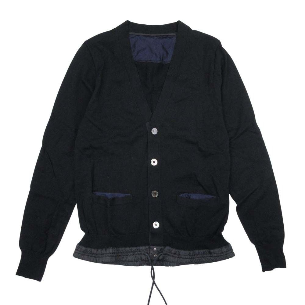 美品 14aw sacai サカイ 裾ドローコード コットンニット カーディガン 