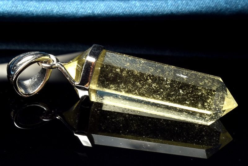 1点物】シルバー925◇AAA透明レモンカラー リビアングラス 32x9mm