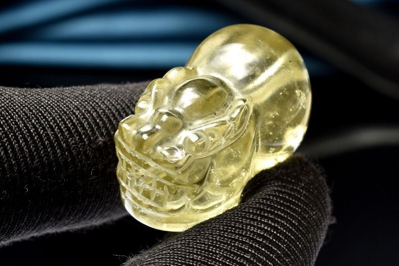 1点物】AAA激レア☆透明レモンカラー リビアングラス 24x14mm 貔貅