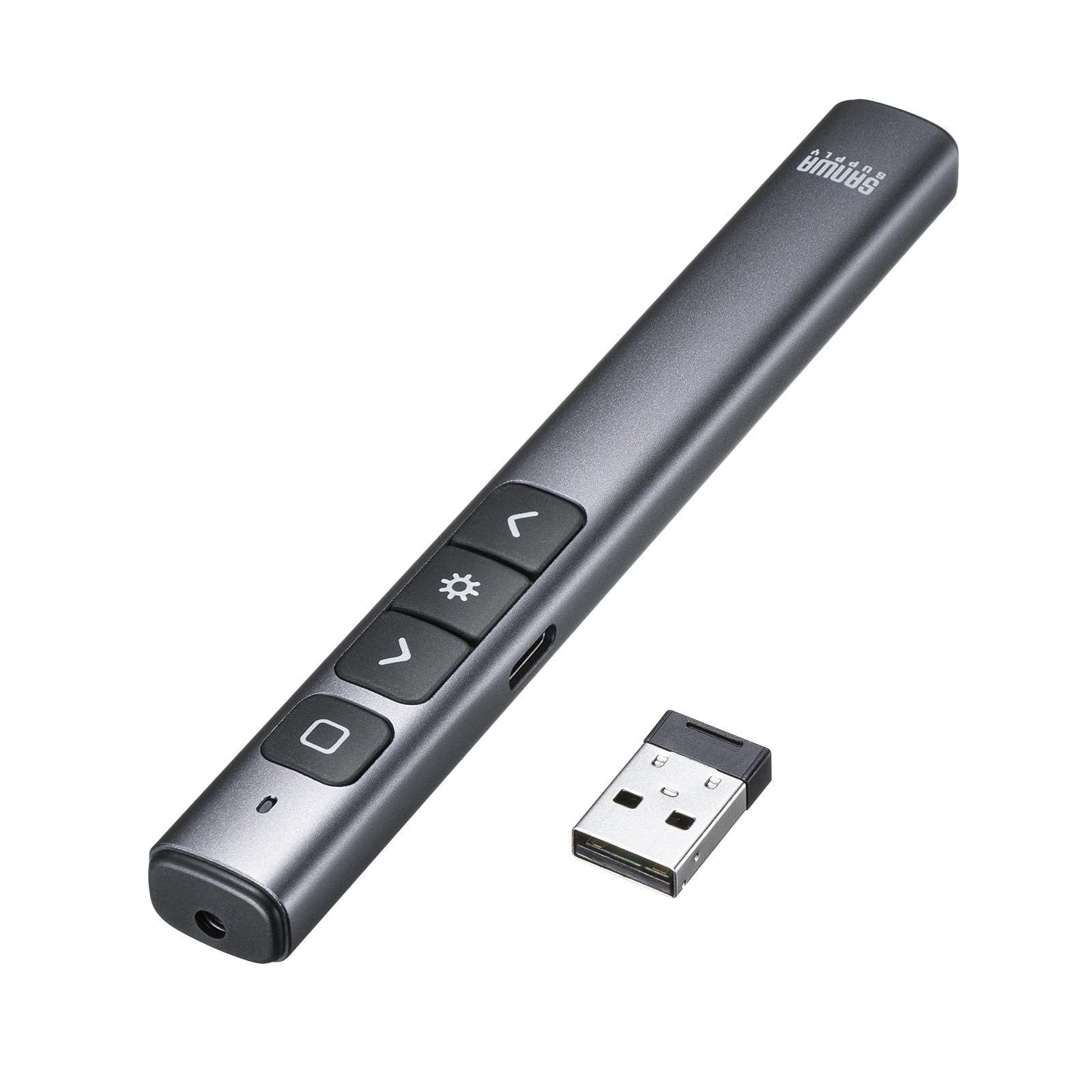 サンワサプライ グリーンレーザーポインター パワーポイント操作対応 充電式 LP RF 117 GM