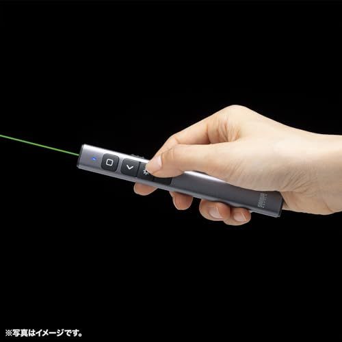  サンワサプライ グリーンレーザーポインター パワーポイント操作対応 充電式 LP-RF 117 GM 指し棒 レーザーポインター 文房具 事務用品