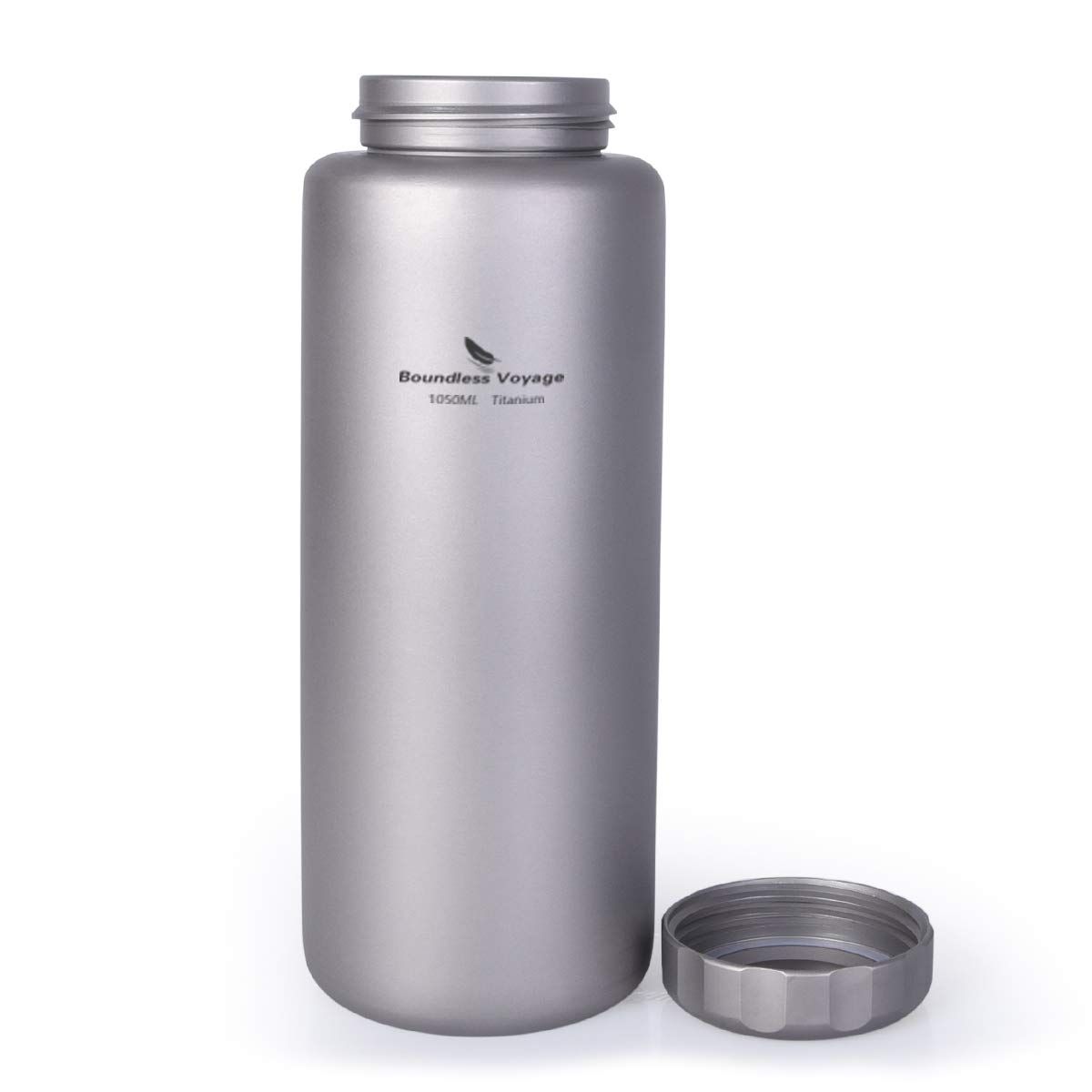 Boundless Voyage 1050 ml 純チタンボトル 広口 大容量 直飲み アウトドア登山 スポーツウォーターボトル 漏れ防止 軽量 錆びない ストラップポーチ付き