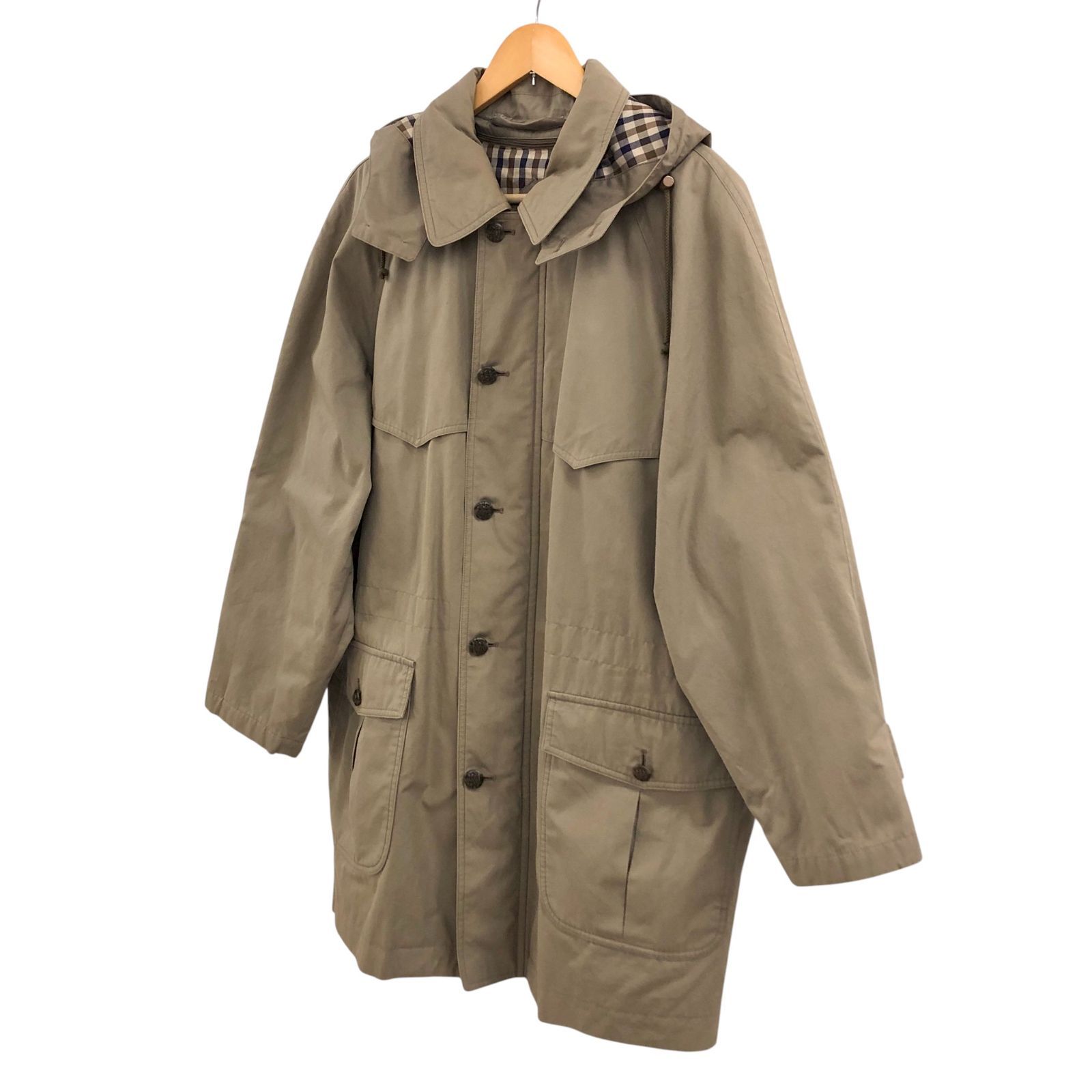 アクアスキュータム Aquascutum ステンカラーコート フード付き 