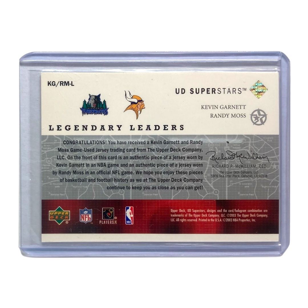 UPPER DECK NBA NFLカード UD LEADERS RANDY VIKINGS MOSS KEVIN GARNETT KG RM L IT 2 その他 海外スポーツ スポーツカード