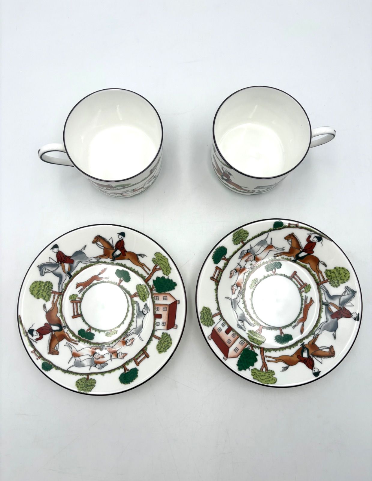 ウェッジウッド ハンティングシーン カップ-ソーサー 2客セット