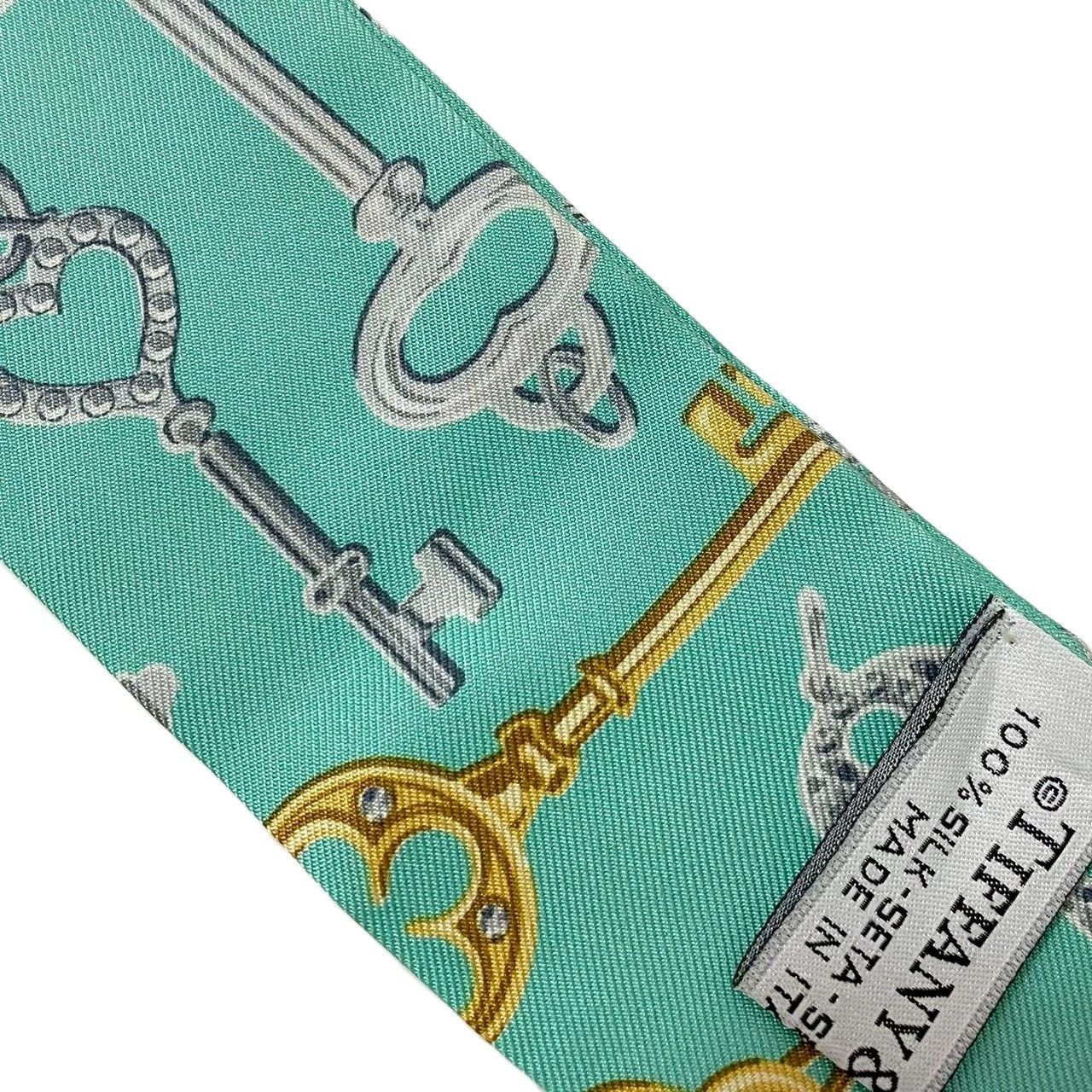ティファニー シルクスカーフ キー ツイリー型 SU【TIFFANY&Co.】ツイリー スカーフ リボン SILK/シルク 100