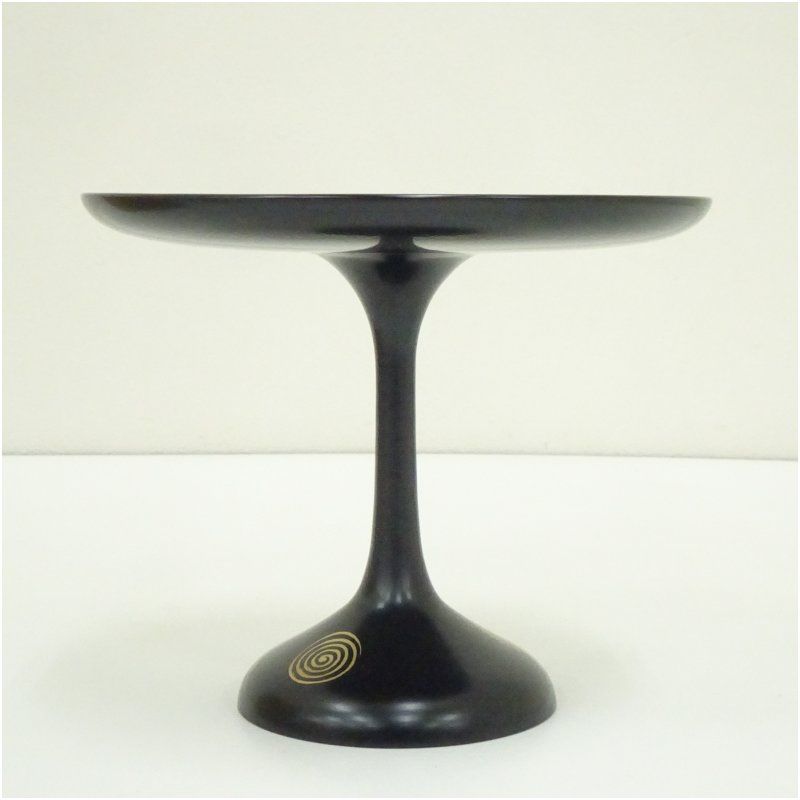 漆塗渦巻蒔絵高杯菓子器 茶器 おしゃれ かわいい 和菓子 アンティーク レトロ お茶 骨董 収納 来客 茶道 茶道具 ksk