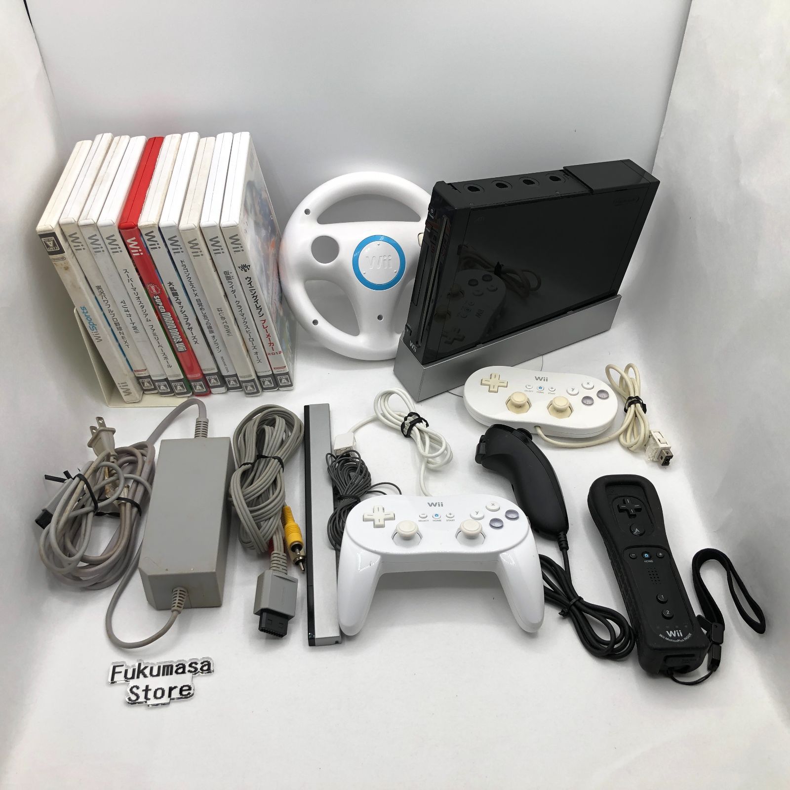動作確認済み】ニンテンドー Wii 本体 クロ ブラック ゲームソフト