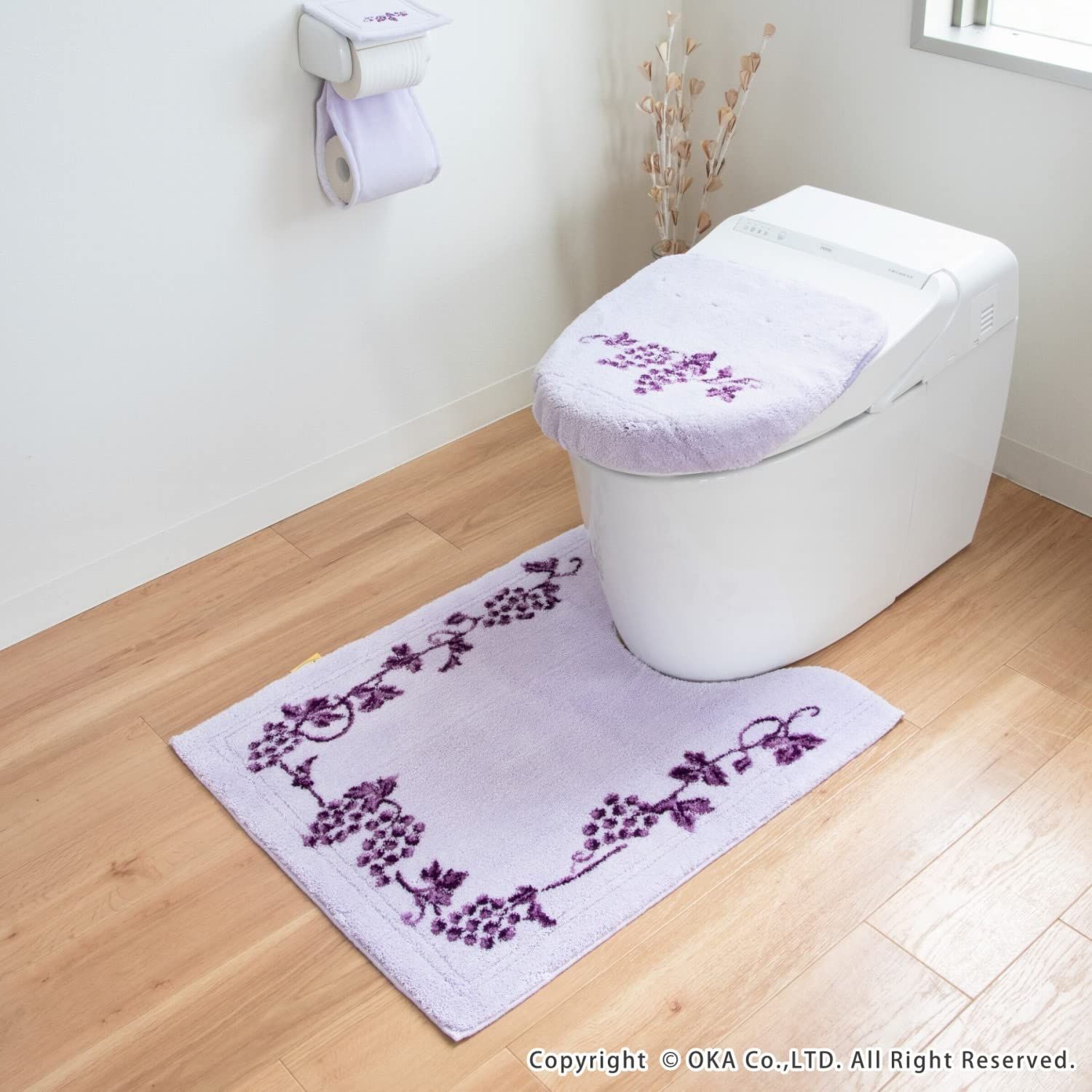 オカ OKA 乾度良好ラクス トイレマット ロングサイズ 約75 cm×63 cm パープル 日本製 滑り止め 吸水 速乾 抗菌 防臭 エレガント