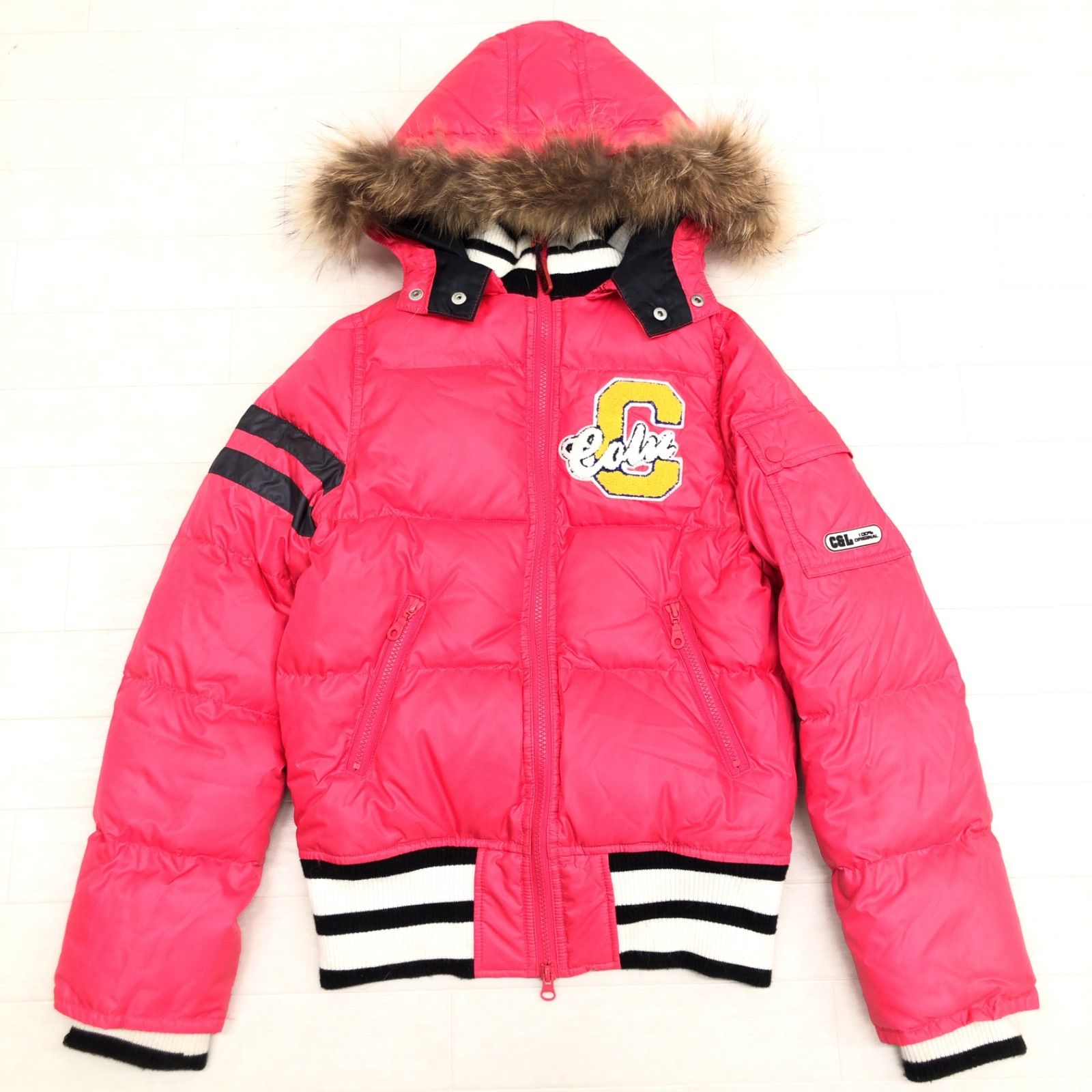 CO&LU ココルル y2k タヌキファー デカロゴ ダウンジャケット M ピンク