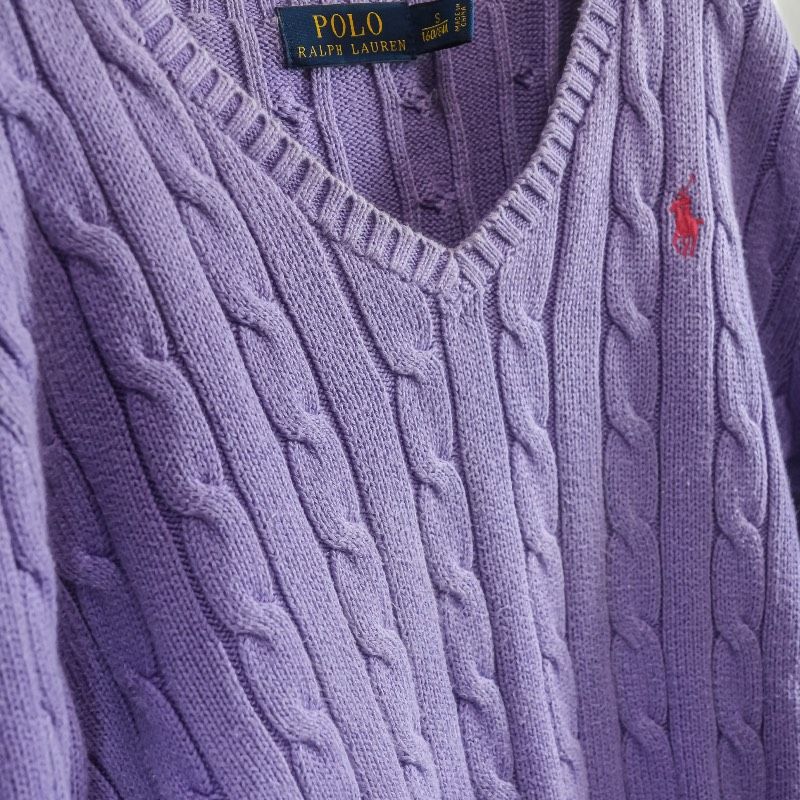 Polo Ralph Lauren ポロラルフローレン Vネック ケーブルニット