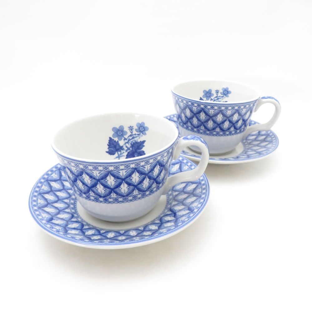 SPODE スポード ブルールームコレクション ゼラニウム ティーカップ＆ソーサー 2客 ペア ヴィンテージ