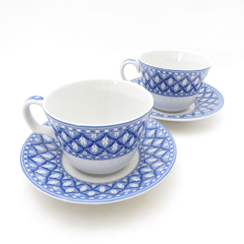 SPODE スポード ブルールームコレクション ゼラニウム ティーカップ＆ソーサー 2客 ペア ヴィンテージ