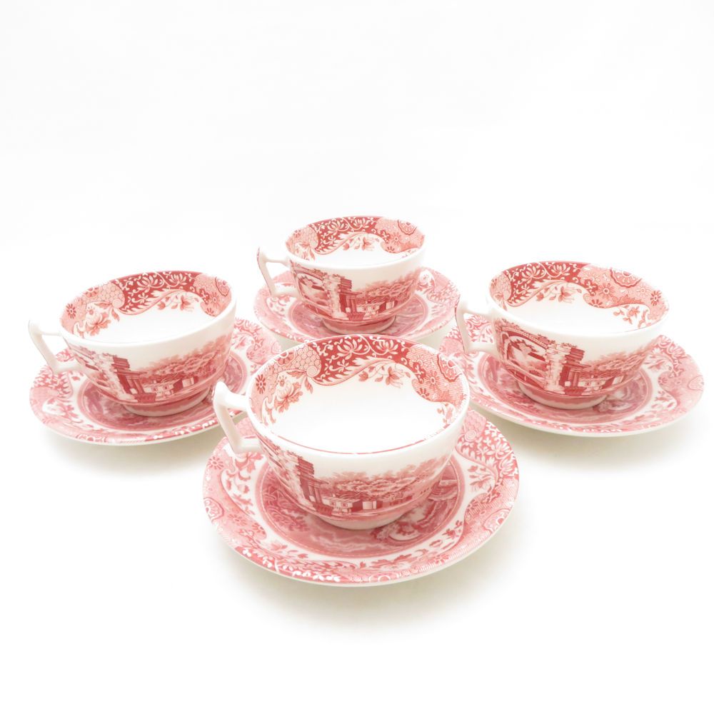 SPODE スポード クランベリーイタリアン ティーカップ＆ソーサー 4客 セット