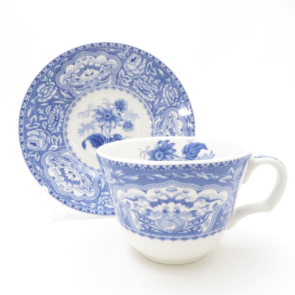 SPODE スポード ブルールームコレクション フローラル ティーカップ＆ソーサー 2客 ペア ヴィンテージ フライパン 包丁スタンド