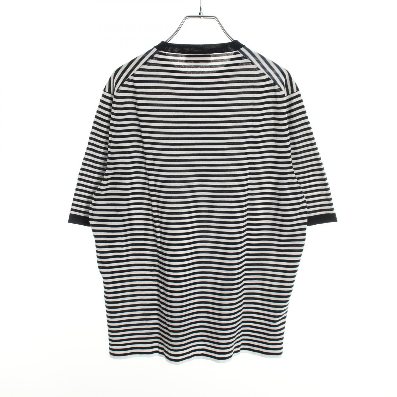 エルメス HERMES 半袖Tシャツ ネイビー コットン Tシャツ ボーダー
