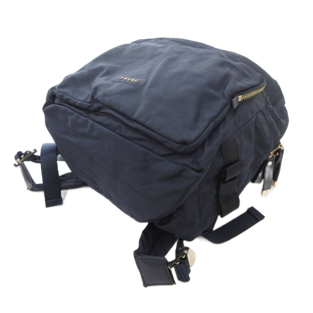 トッカ TOCCA リュックサック デイパック ロゴ ナイロン レザー 紺