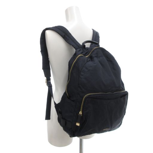 トッカ TOCCA リュックサック デイパック ロゴ ナイロン レザー 紺