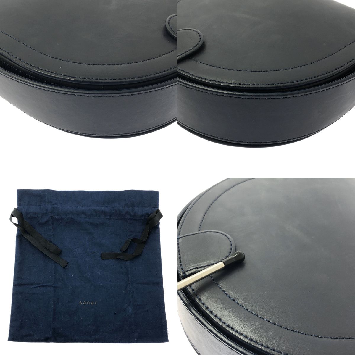 【美品】  sacai / サカイ | ホースシュー パース型 2way ショルダーバッグ | ネイビー/グリーン/ゴールド | レディース 美品】 sacai / サカイ | ホースシュー コインパース型 2way