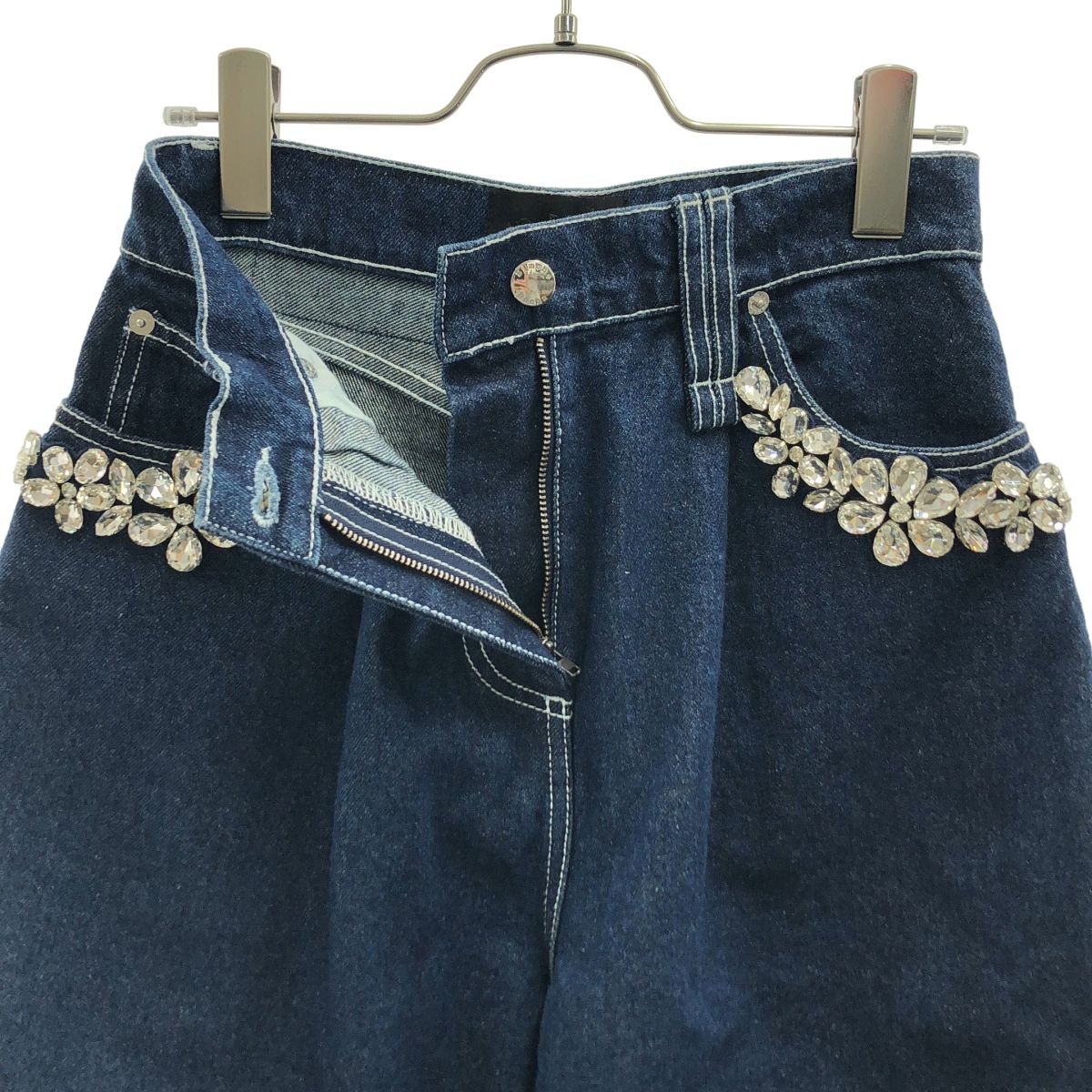 【美品】Simone Rocha　デニム ワイドパンツ　ビジュー装飾　25ss 美品】 Simone Rocha / シモーネロシャ | WIDE LEG PUDDLE JEANS