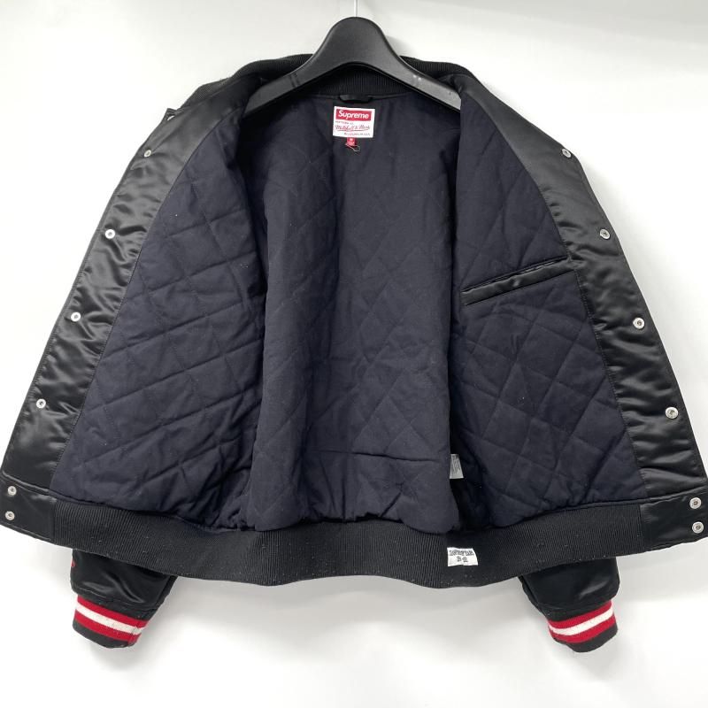 【中古】Supreme21SS × Mitchell&Ness Satin Varsity Jacket サイズM ブラック シュプリーム×ミッチェルアンドネス[17][240017750648] 中古】Supreme21SS × Mitchell&Ness Satin Varsity Jacket サイズM
