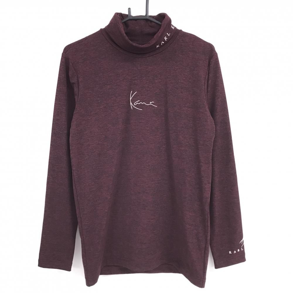【新品・未使用品】　KarlKani Golf 長袖ハイネック 超美品】カールカナイゴルフ 長袖ハイネックシャツ 杢ボルドー ロゴ