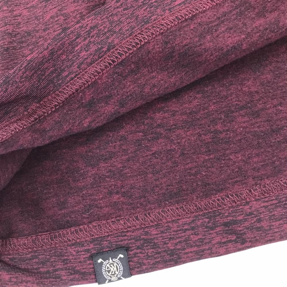 超美品】カールカナイゴルフ 長袖ハイネックシャツ 杢ボルドー ロゴ