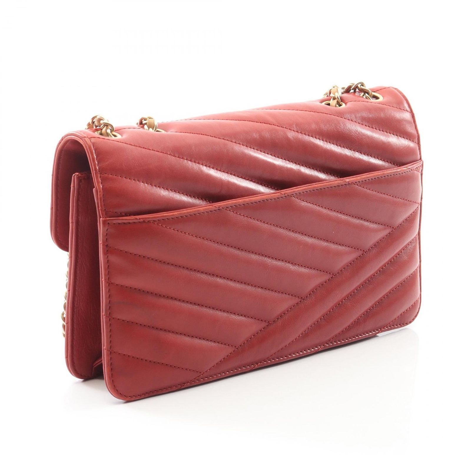 シャネル CHANEL ショルダーバッグ バイアスステッチ レッド 