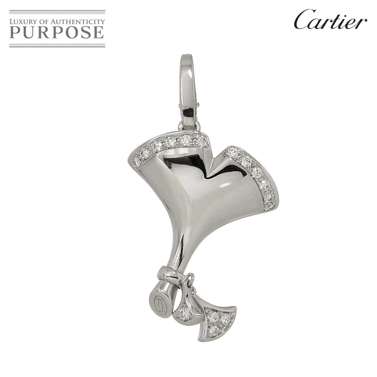 カルティエ Cartier ギンコ ダイヤ チャーム K18 WG ホワイトゴールド