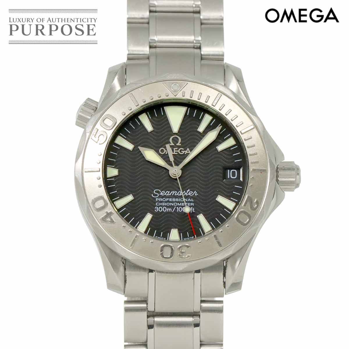 オメガ OMEGA シーマスター 300 ボーイズ 腕時計 2236 50 デイト ブラック 文字盤 WG ベゼル オートマ 自動巻き Seamaster 90309081