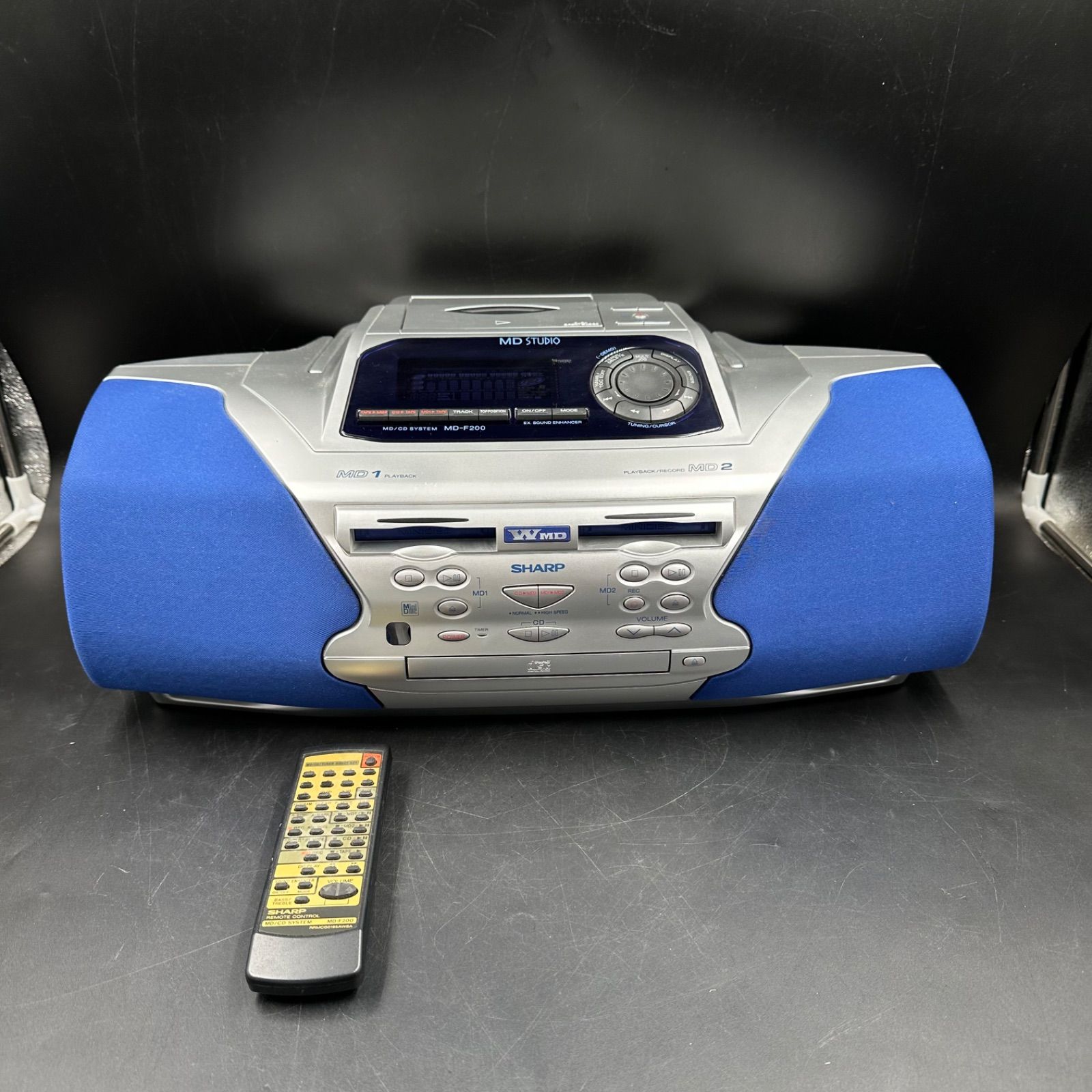 ダブルMD/CDラジカセ　シャープ MD-F200 SHARP シャープ MD-F200-S MD CDシステムラジカセ カセットテープ AM