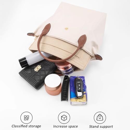 Jiesinlov ハンドバッグ用オーガナイザーインサート ロンシャンスモールルプラージュに適したフェルトバッグインバッグ フェルト-スモール e cb 87 269