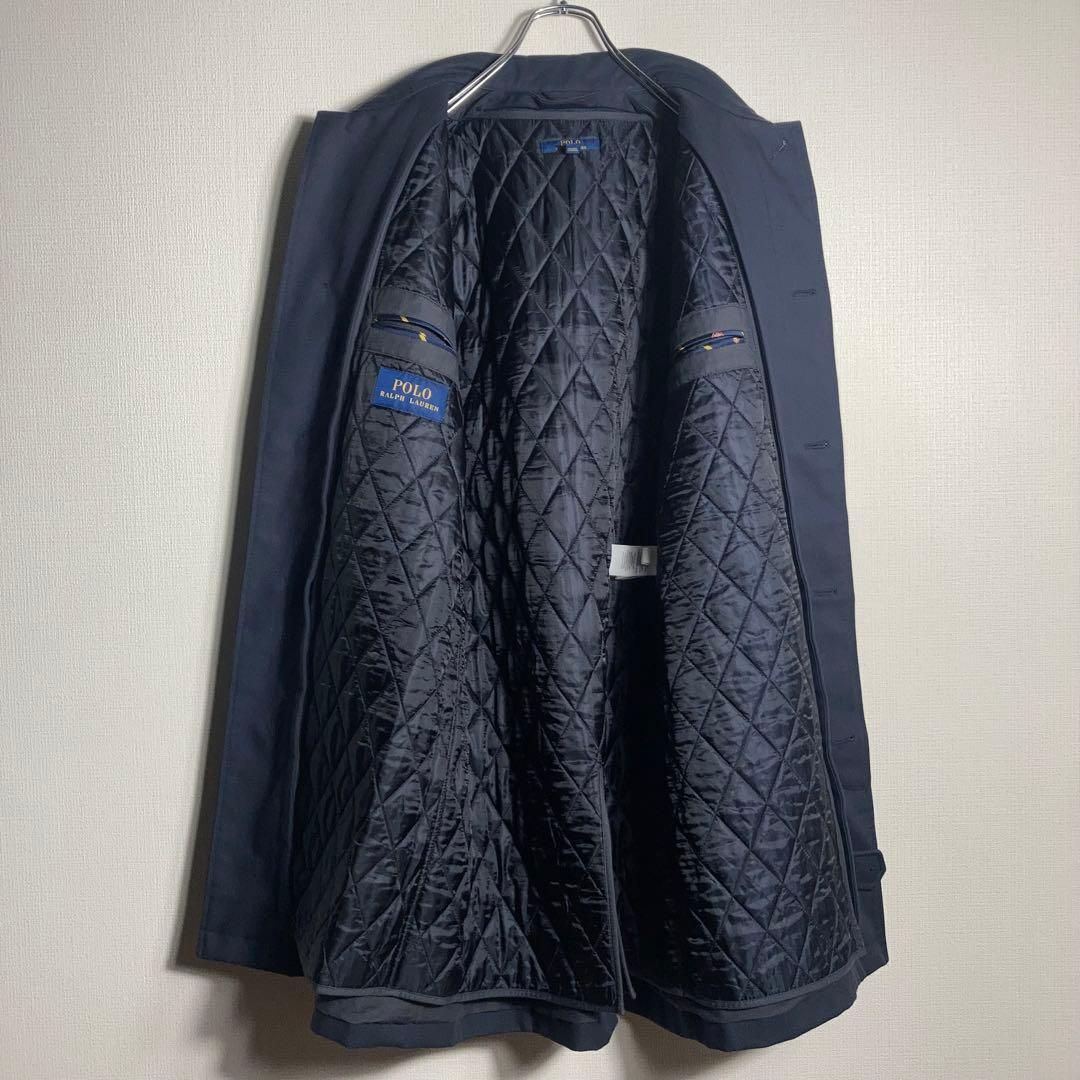RALPH LAUREN ステンカラーコート キルティングライナー付き 紺 S