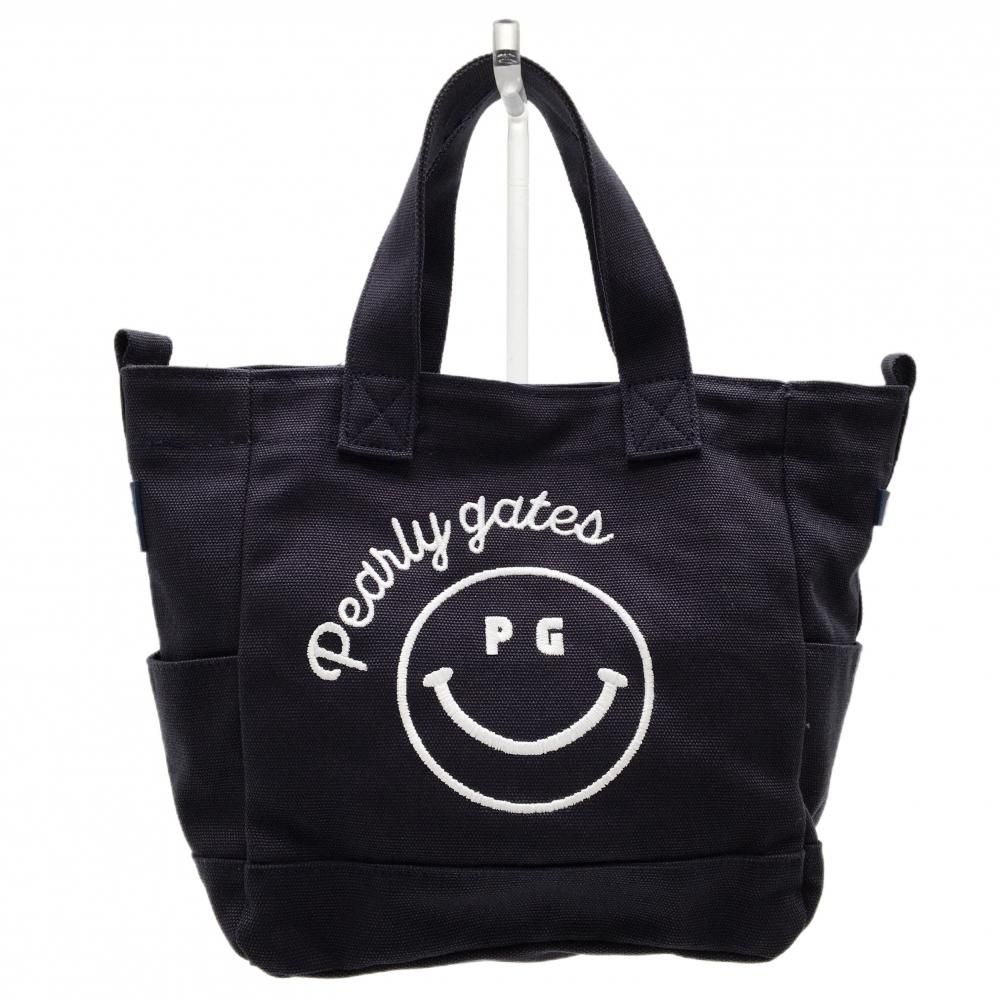 未使用品 パーリーゲイツ カートバッグ ネイビー 白 ニコちゃん スマイル サイドポケット付 ゴルフ PEARLY GATES