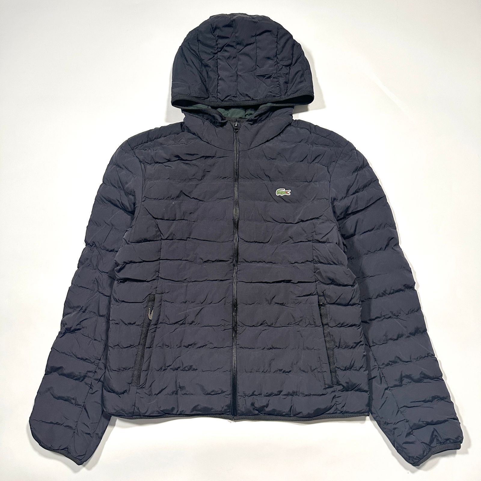 LACOSTE ラコステ 中綿ジャケット ネイビー フード付き M - メルカリ