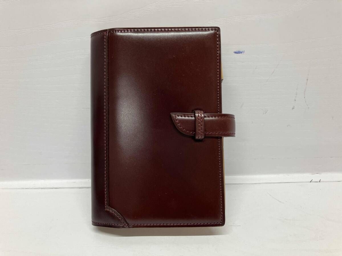 Brelio ブレイリオ システム手帳 コードバン ワイン チョコ ナチュラル 6穴 16 mm 縦 約14 cm 横 約10 付属品は画像物が全てです
