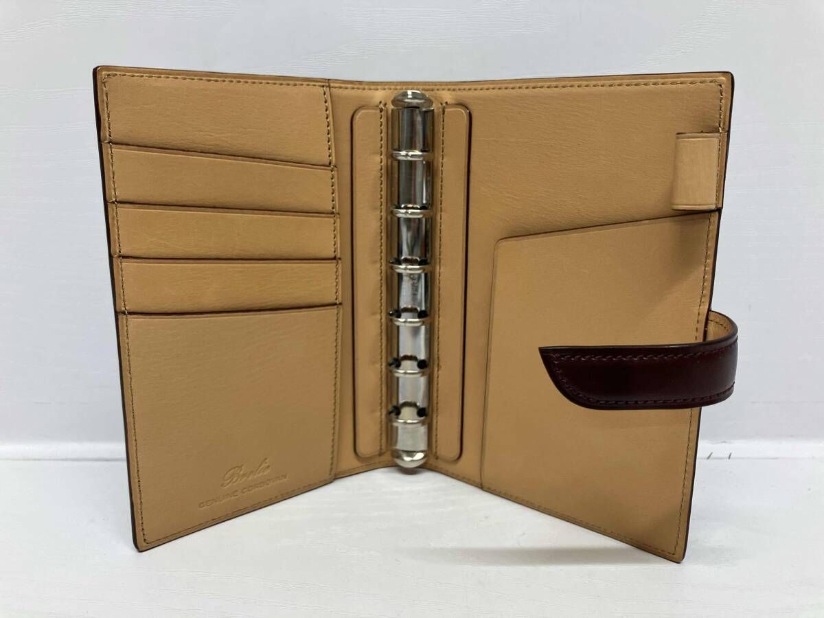  Brelio ブレイリオ システム手帳 コードバン ワイン チョコ ナチュラル 6穴 16 mm 縦 約14 cm 横 約10 付属品は画像物が全てです システム手帳 手帳 日記 家計簿