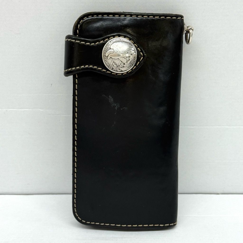 FUNNY Rider's Wallet ブラック ウォレットチェーン付き ファニー ライダースウォレット トラッカー バイカー 長財布 コンチョ 黒 レザー 本革 【X0653-001】266