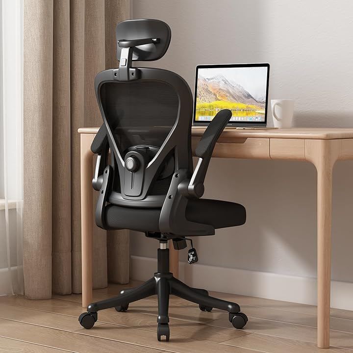 Lomurae オフィスチェア メッシュ デスクチェア ヘッドレスト上下調節 腰サポート多段調節 9cm厚クッション 90°回転アームレスト 30°ロッキング 静音キャスター 人間工学 椅子 ブラック 大型