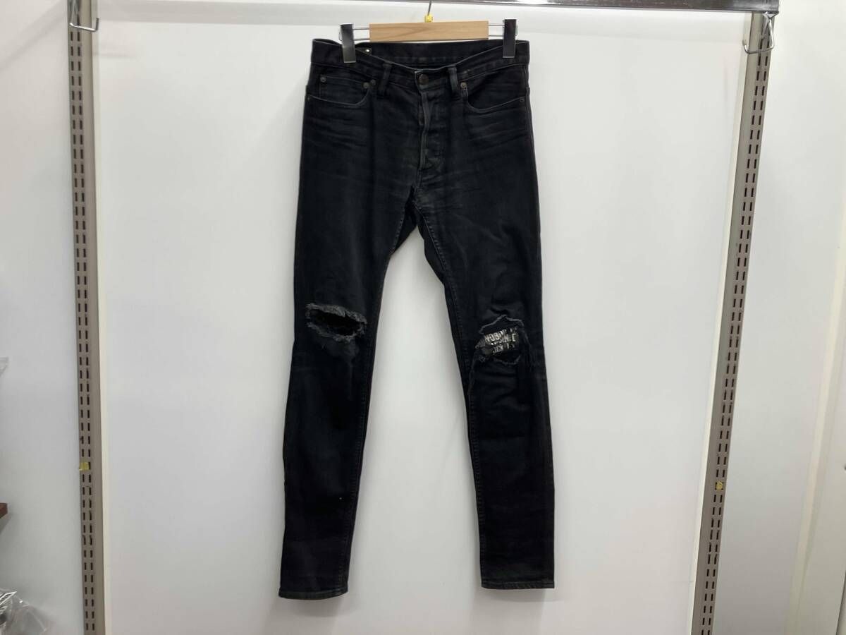 MINEDENIM マインデニム ブラックデニム ヒザダメージ スキニー デニム 