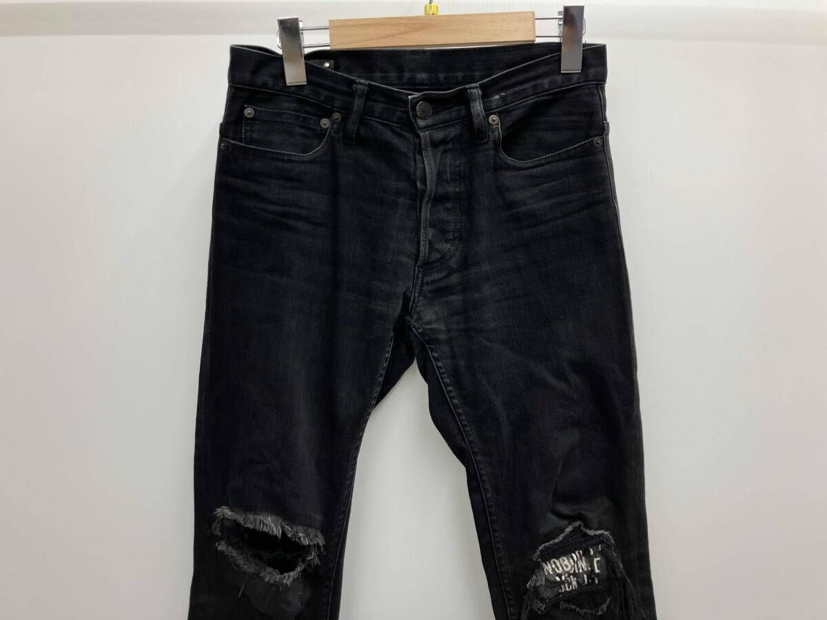 MINEDENIM マインデニム ブラックデニム ヒザダメージ スキニー デニム 