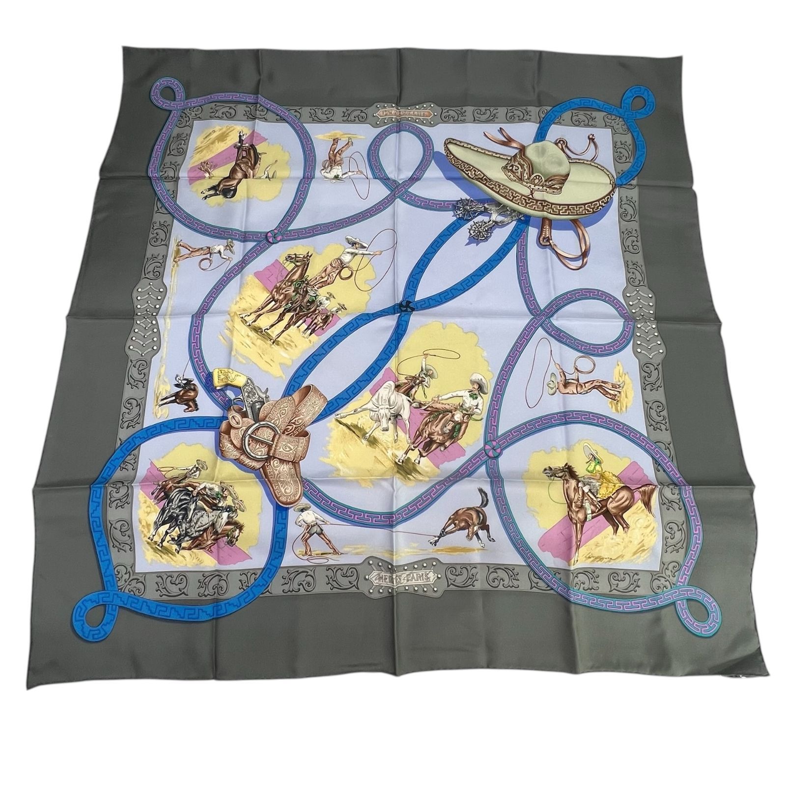 □ エルメス HERMES カレ 90 CHARREADA チャレアーダ カウボーイ 馬