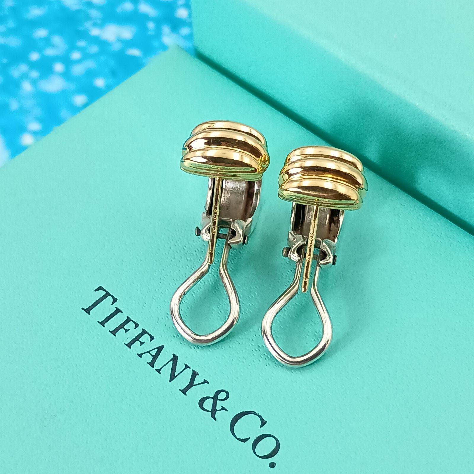 TIFFANY&Co. ティファニー グルーブド ダブルライン コンビ ピアス 両 