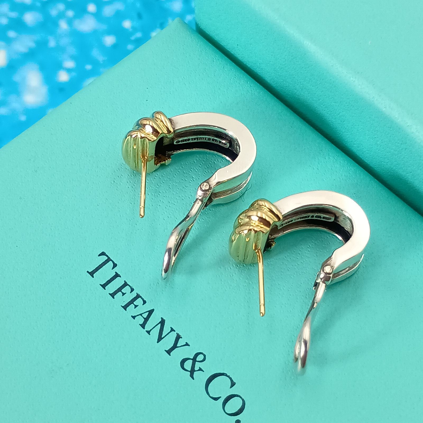 TIFFANY&Co. ティファニー グルーブド ダブルライン コンビ ピアス 両 