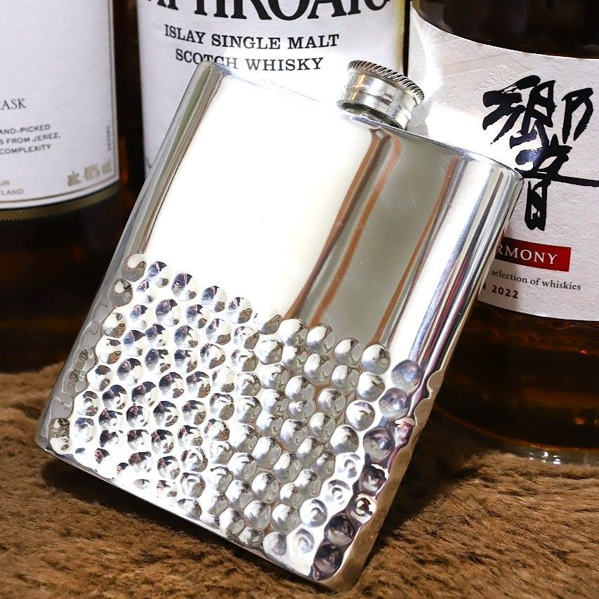 英国製 携帯ウイスキーボトル ハーフハンマー 6オンス PINDER BROTHERS ピンダーブロス ピューター ウイスキー 水筒 抗菌 スキットル 錫製品 ポケットに入れるボトル お酒 キャンプ 焼酎 プレゼント 携帯ボトル ハイボール