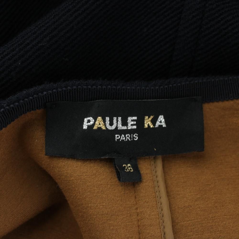 ポールカ PAULE KA ノーカラーコート ロング丈 アウター 36 紺