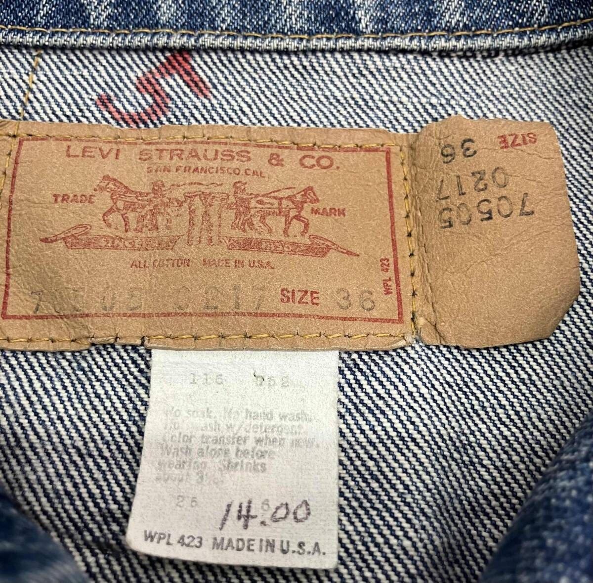 Levi's 70505-0217 36サイズ デニムジャケット 70s 4th ボタン裏522
