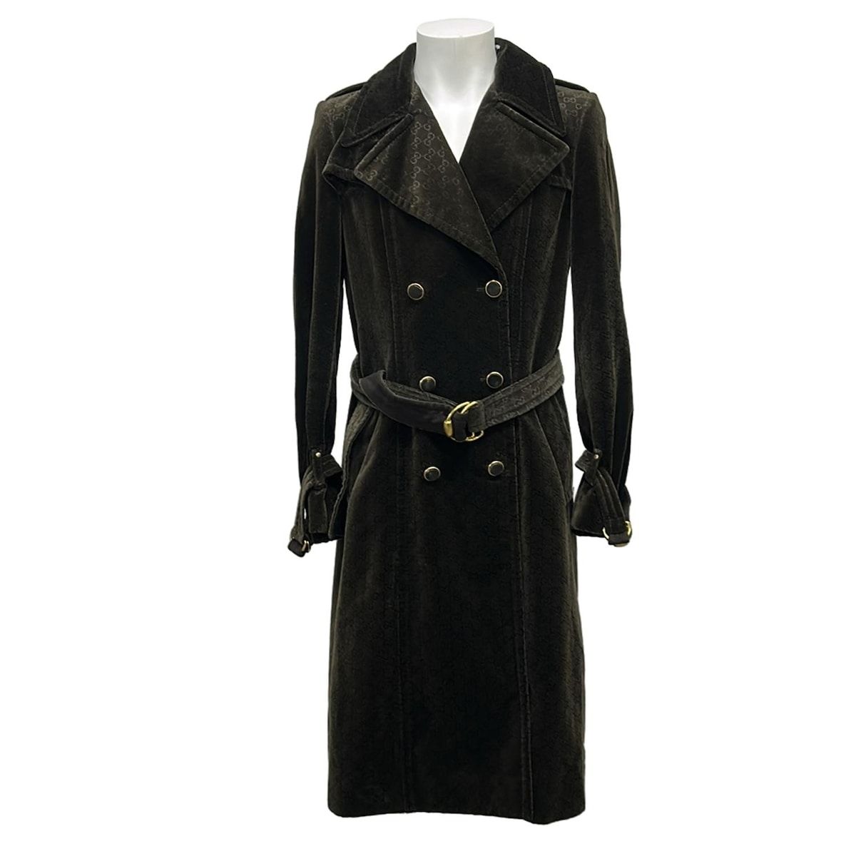 GUCCI(グッチ) コート サイズ40 M メンズ 204869 ダークブラウン GGベルベット/トムフォード期/2008年 コットン